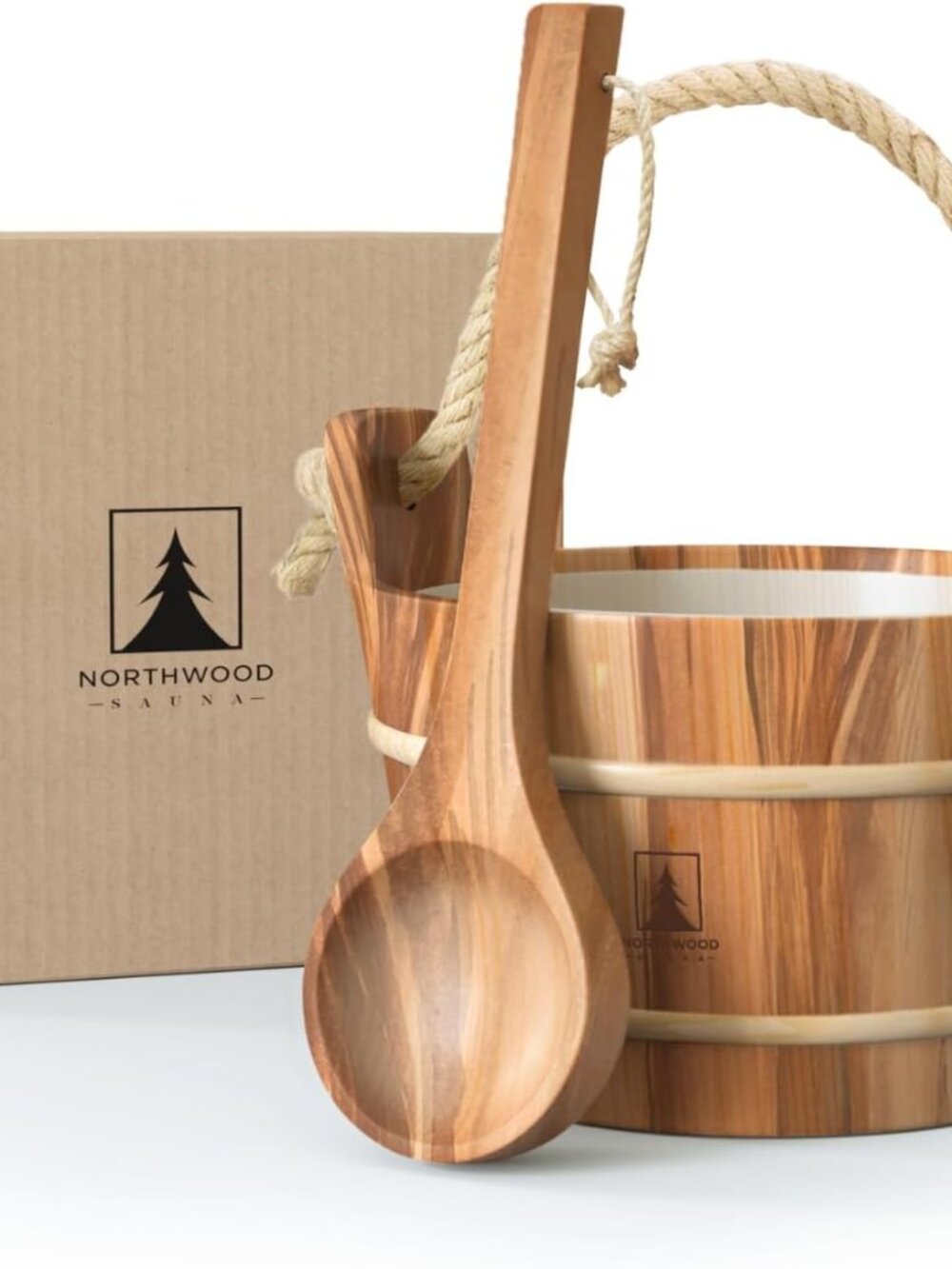 Sauna Bucket and Ladle Set, 1 gallon/4 liters, Handmade, Canadian Red Cedar